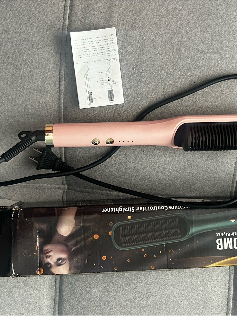 Pink Heated Hair Straightening Brush - Brand Unspecified